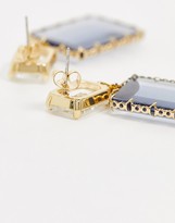Thumbnail for your product : NY:LON grey rectangle stone drop down earrings