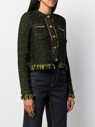 Versace Fringe-Trimmed Knitted Jacket