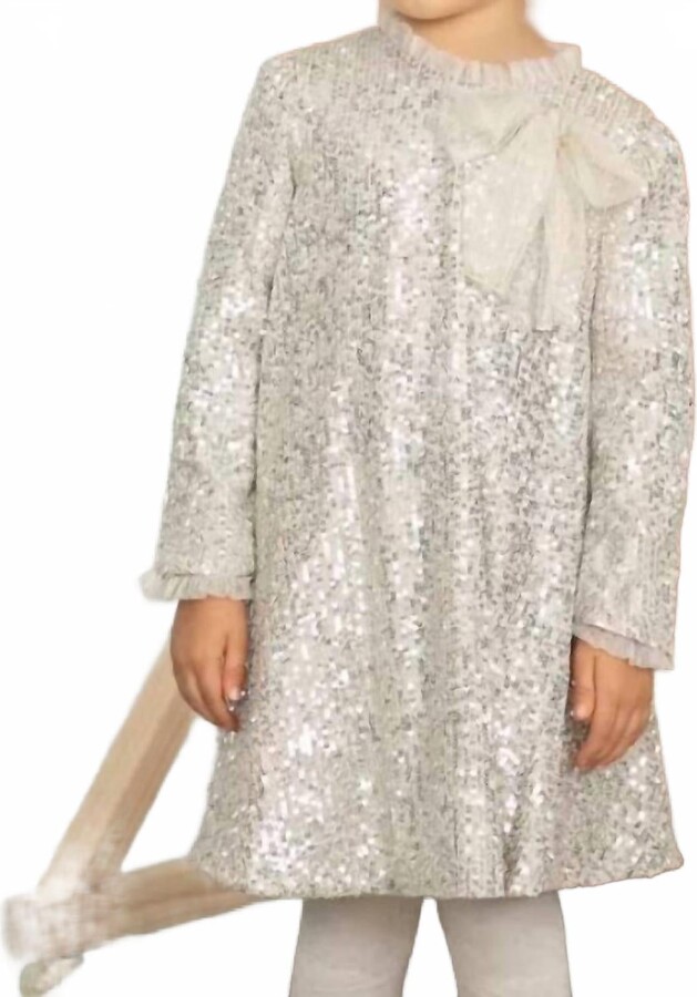 Abel & Lula Kid's Sequin Mini Dress In Silver/ Gold