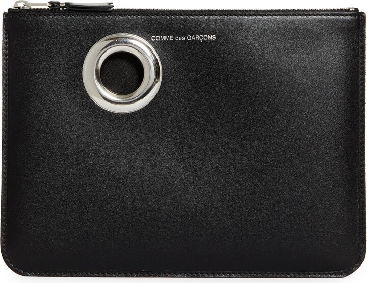 Comme des Garçons Wallets Large Eyelet Leather Zip Pouch