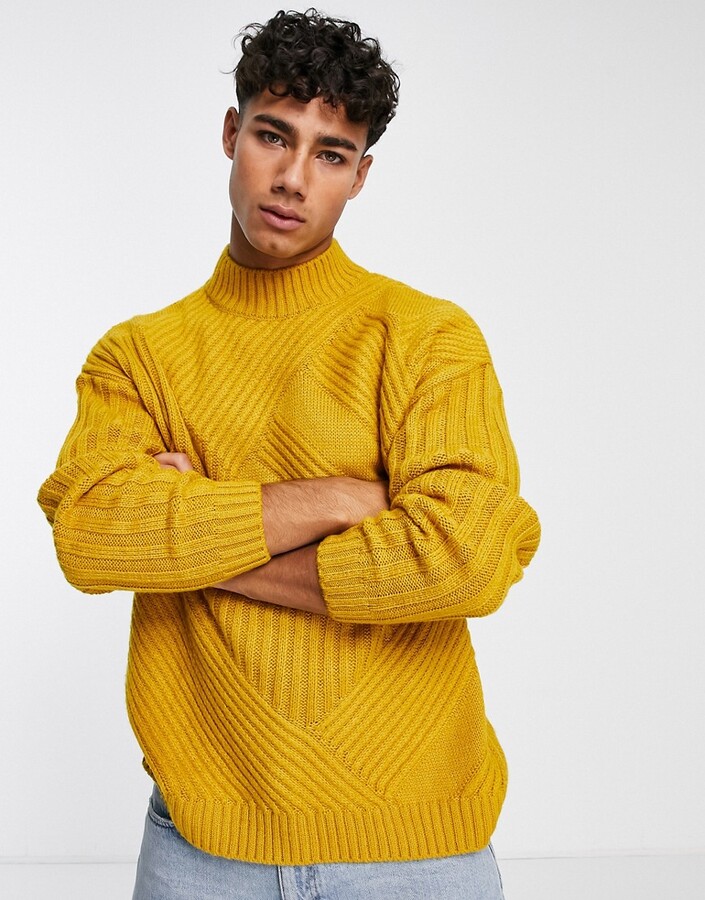 Details about   No Excess Men's Roll Neck Knitted Jumper Yellow Mottled 97230905 188 Bronze 