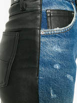 Thumbnail for your product : Amiri leather panelled ripped cropped jeans