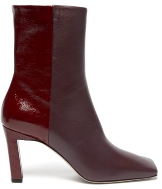 Wandler Isa Two-tone Square-toe Leather Boots - Womens - Burgundy Wandler Isa Two-tone Square-toe Leather Boots - Womens - Burgundy