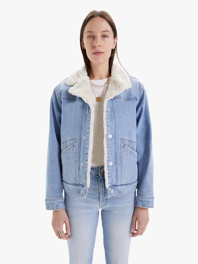 sherpa lined long denim jacket