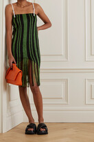Thumbnail for your product : J.W.Anderson Fringed Striped Crochet-knit Mini Dress - Green - x small