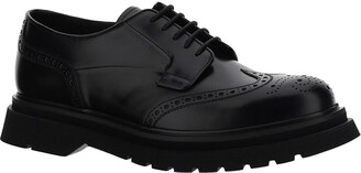 Prada Black Brushed Leather Derby Shoes Size UK 8.5 EU 42.5
