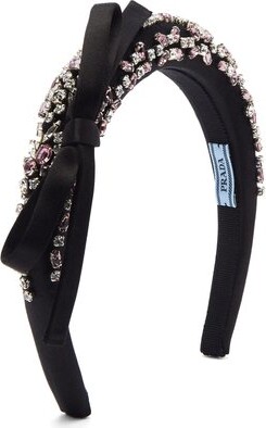 Prada Crystal-embellished Bow-appliquéd Satin Headband - Black