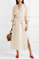 Thumbnail for your product : BEIGE Nanushka - Tala Striped Cotton And Linen-blend Midi Dress