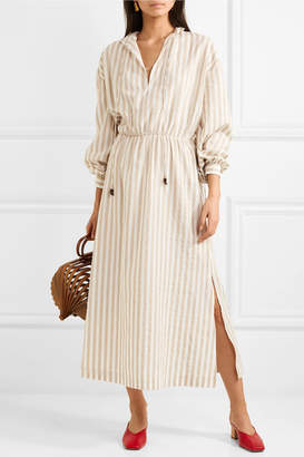 BEIGE Nanushka - Tala Striped Cotton And Linen-blend Midi Dress