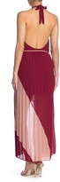 Thumbnail for your product : One One Six Pleated Colorblock Halter Maxi Dress