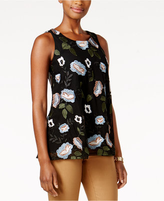 Charter Club Embroidered Mesh Tank, Created for Macy's