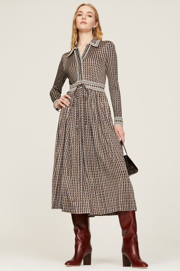 Basketweave Shirt Dress Multicolored-print