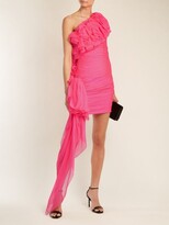 Thumbnail for your product : Dundas One-shoulder Tiered-ruffle Mini Dress - Pink