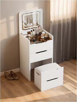 3 Drawers Vanity Desk with Plip Top Mirror,Small Make Up Vanity Set with Visible Glass Desktop