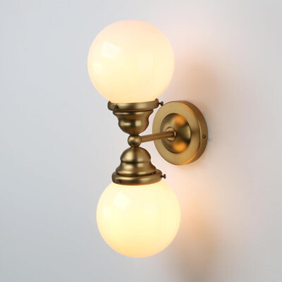 Everly Quinn Pathson Industrial Vintage Wall Sconce Lighting With Brass Finish Dual Mount Wall And Ceiling Light Fixture For Bathroom Living Room Bedroom