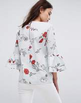 Thumbnail for your product : Vila Floral Ruffle Print Top