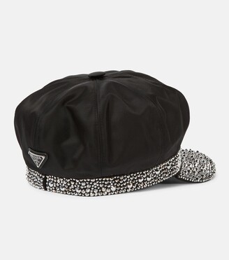 Prada Re-Nylon embellished baker boy cap - ShopStyle Girls