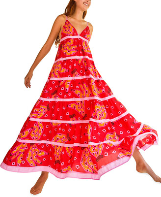 Farm Rio Red Tiki Bananas Maxi Trapeze Dress - ShopStyle