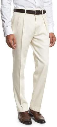 Tom Ford Double-Pleated Trousers, White