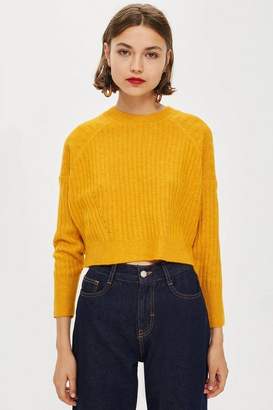 Topshop Womens Petite Ribbed Cropped Jumper