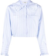 Thumbnail for your product : Sandro Ruffle-Collar Cropped Shirt