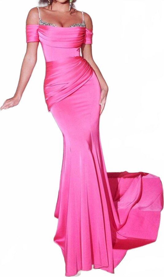PORTIA & SCARLETT Diamond Sweetheart Neckline Gown In Hot Pink