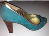 Thumbnail for your product : Karine Arabian Green Leather Heels