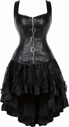Jutrisujo Black Underbust Corset with Strap Basques and Corsets