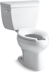 Kohler Wellworth Classic Two-Piece Elongated 1.6 GPF Toilet with Pressure Lite Flushing Technology and Tank Cover Locks, Less Seat