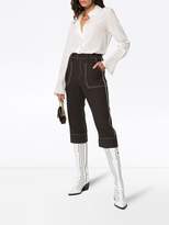 Thumbnail for your product : Chloé cropped stitched virgin wool blend trousers