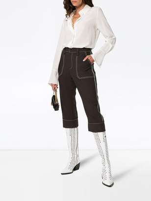 Chloé cropped stitched virgin wool blend trousers
