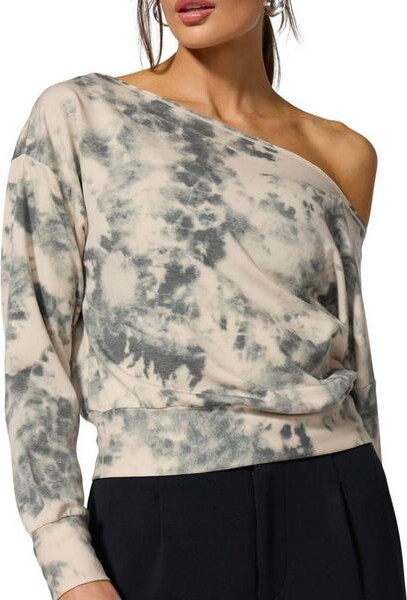 MPG Sport Women's Cozy Fleece Flashdance Shibori Crewneck Sweatshirt XSmall Moonbeam Shibori