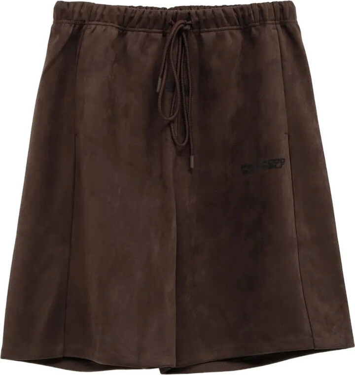 Essentials Relaxed suede-effect drawstring shorts