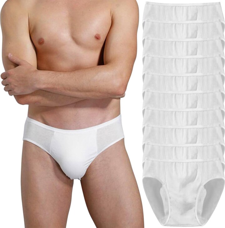 Hornice Men's Disposable Pack 10 Cotton Briefs Lightweight Throw Away
