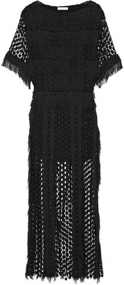 Chloé Fringed cotton-blend lace maxi dress