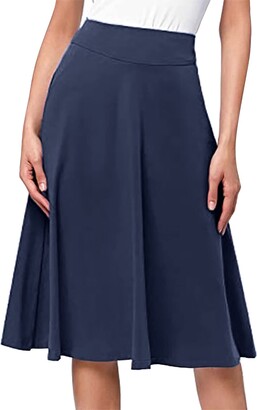 Harpily Women's Summer Casual Modest Skirt Below Knee Length Skirts Midi  Stylish Skirt Womens High Waist Ladies Stretch Long Maxi Skirt Plus Size  Skirts S-4XL - ShopStyle
