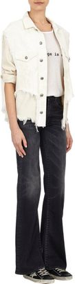 R 13 Cut-Off Double-Layer Jeans Jacket-White