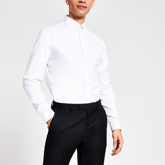 mens white textured shirt