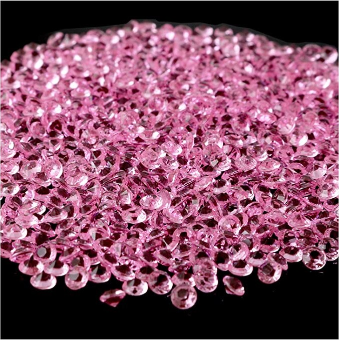 SQXBK 2000PCS 4.5mm Wedding Table Scatter Confetti Crystals Acrylic Diamonds Rhinestones Bling Gem Wedding DIY Clear Acrylic Stones Crystal Acrylic Diamonds, Pink