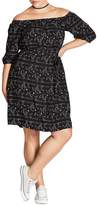Thumbnail for your product : City Chic Pretty Vine Print Off-the-Shoulder Dress