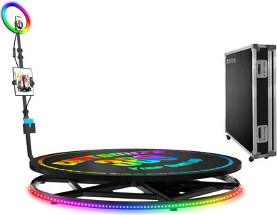 mayceyee 360 Photo Booth Remote Control Automatic Slow Motion Spin Camera Video Booth & Flight Case