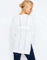 Thumbnail for your product : ASOS Sweater with Mesh Detail in Structured Yarn with Side Splits