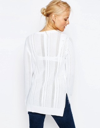 ASOS Sweater with Mesh Detail in Structured Yarn with Side Splits