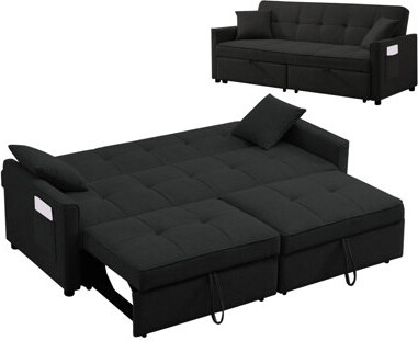 George Oliver 3 in 1 Convertible Sleeper Sofa Bed Modern Fabric Loveseat Futon Sofa Couch Pullout Bed