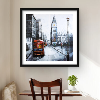 Lark Manor Abstract London and Red Bus | Contemporary Framed Print