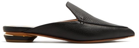 Nicholas Kirkwood Beya Grained-leather Backless Loafers - Womens - Black Nicholas Kirkwood Beya Grained-leather Backless Loafers - Womens - Black