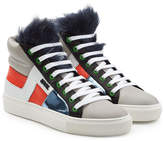 Thumbnail for your product : Karl Lagerfeld Paris Leather High Tops with Faux Fur