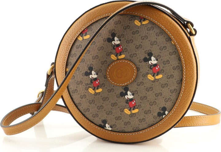 Gucci Disney Mickey Mouse Flap Shoulder Bag Printed Mini GG Coated