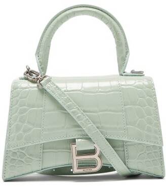 Balenciaga Hourglass Xs Croc-effect Leather Cross-body Bag - Light Green -  ShopStyle