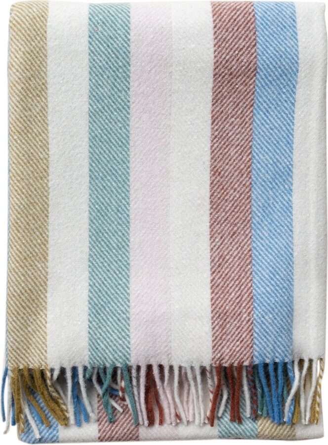 The Tartan Blanket Co. Recycled Wool Blanket In Rainbow Stripe